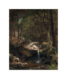 Albert Bierstadt Print, Mountain Brook with a white border for rolled canvas