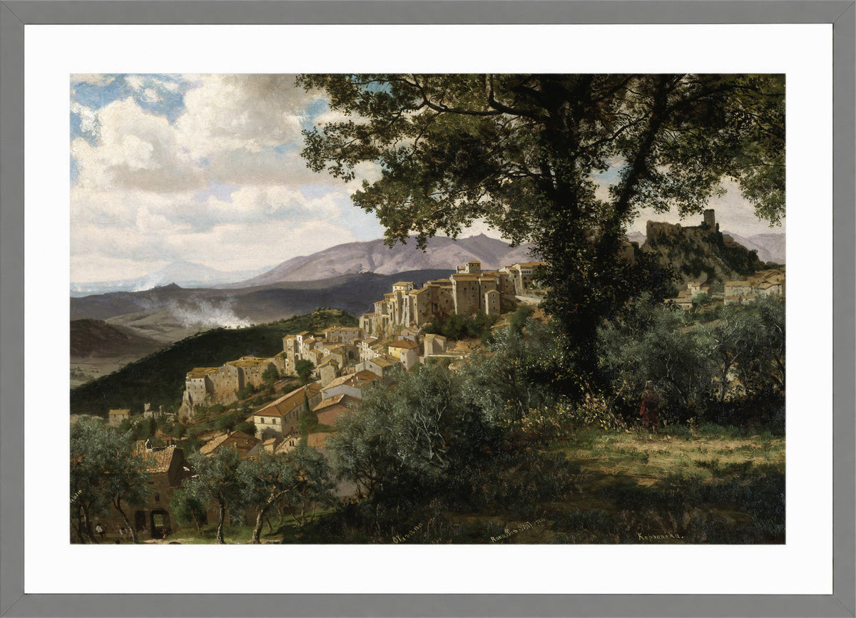 Albert Bierstadt Print, Olevano in a light grey frame