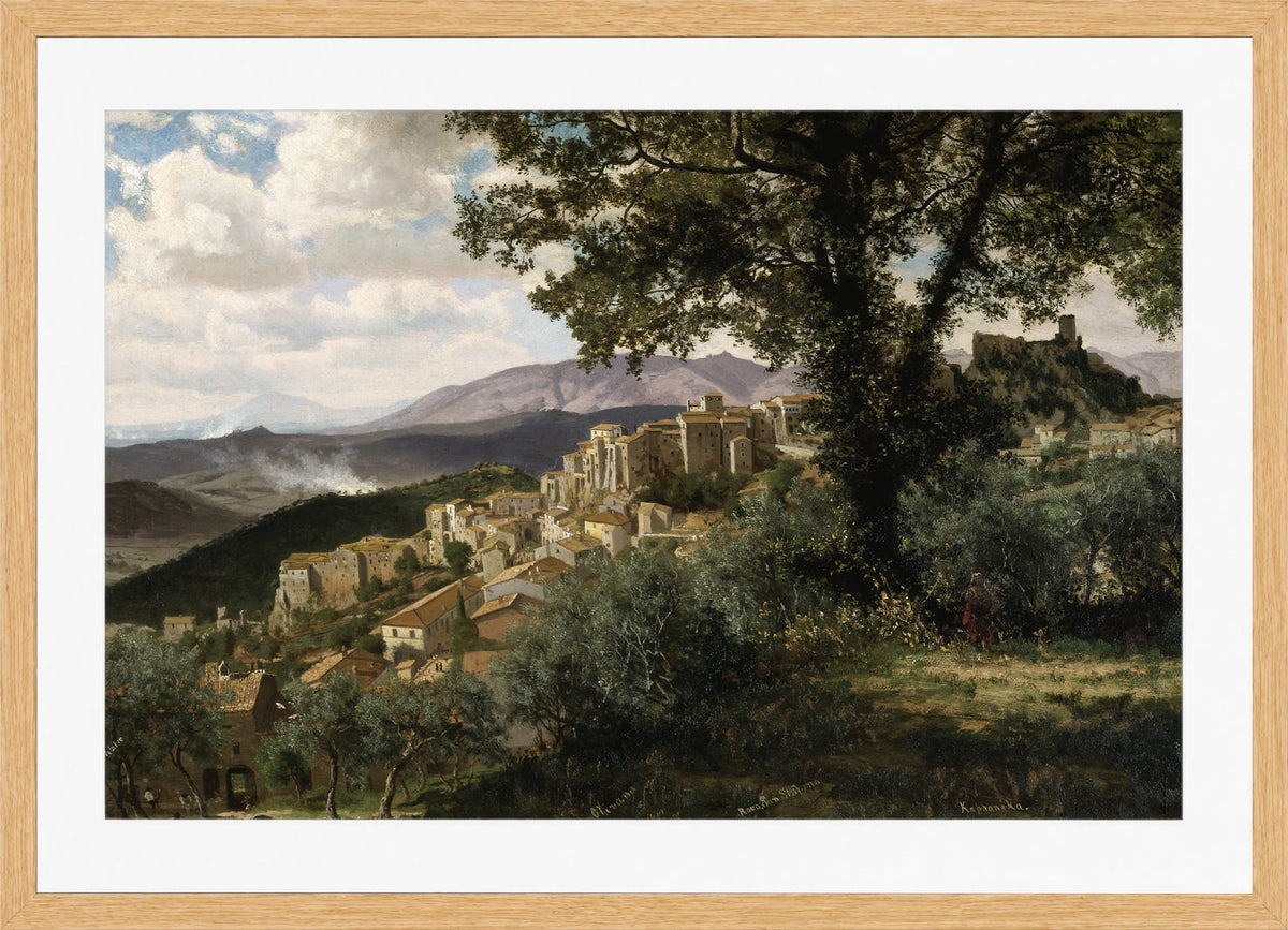 Albert Bierstadt Print, Olevano in an oak frame