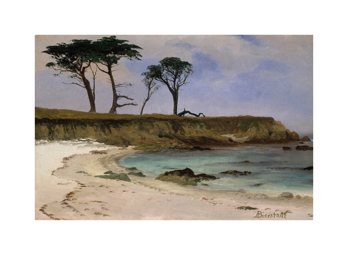 Albert Bierstadt Print, Sea Cove with a white border for rolled canvas