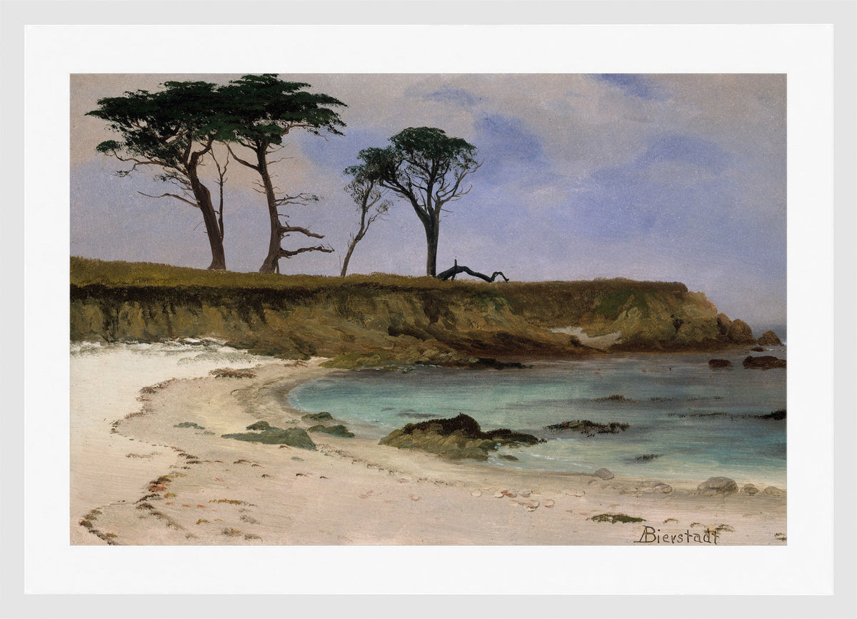 Albert Bierstadt Print, Sea Cove in a white frame