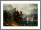 Albert Bierstadt Print, Sierra Nevada Albert Bierstadt circa 1871 in a light grey frame