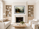 Albert Bierstadt Print, Sierra Nevada Albert Bierstadt circa 1871 displayed in a Scandinavian living room