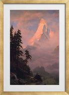 Albert Bierstadt Print, Sunrise on the Matterhorn in a gold frame