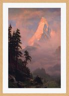 Albert Bierstadt Print, Sunrise on the Matterhorn in an oak frame