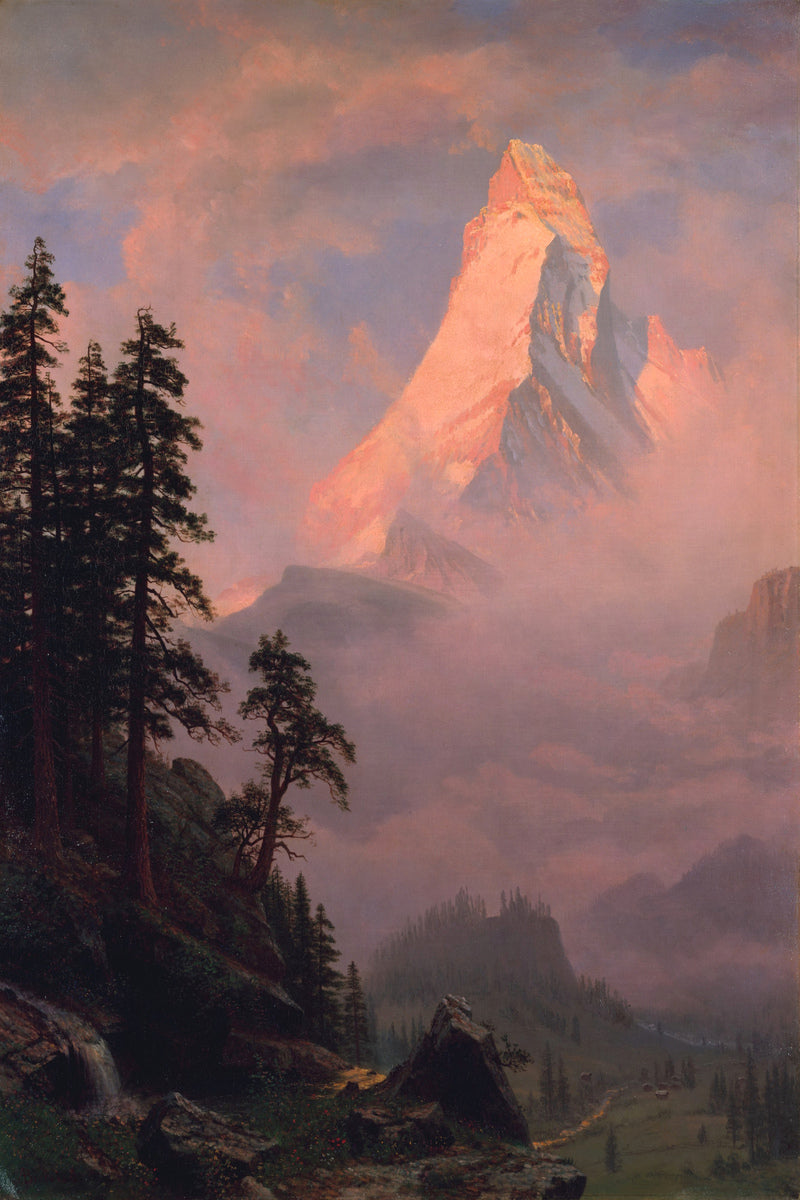 Albert Bierstadt Print, Sunrise on the Matterhorn as an unframed print