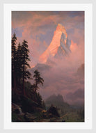 Albert Bierstadt Print, Sunrise on the Matterhorn in a white frame