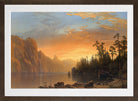 Albert Bierstadt Print, Sunset in California in a brown frame