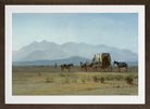 Albert Bierstadt Print, Surveyor’s Wagon in the Rockies in a brown frame