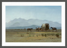 Albert Bierstadt Print, Surveyor’s Wagon in the Rockies in a dark grey frame