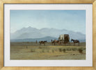 Albert Bierstadt Print, Surveyor’s Wagon in the Rockies in a gold frame