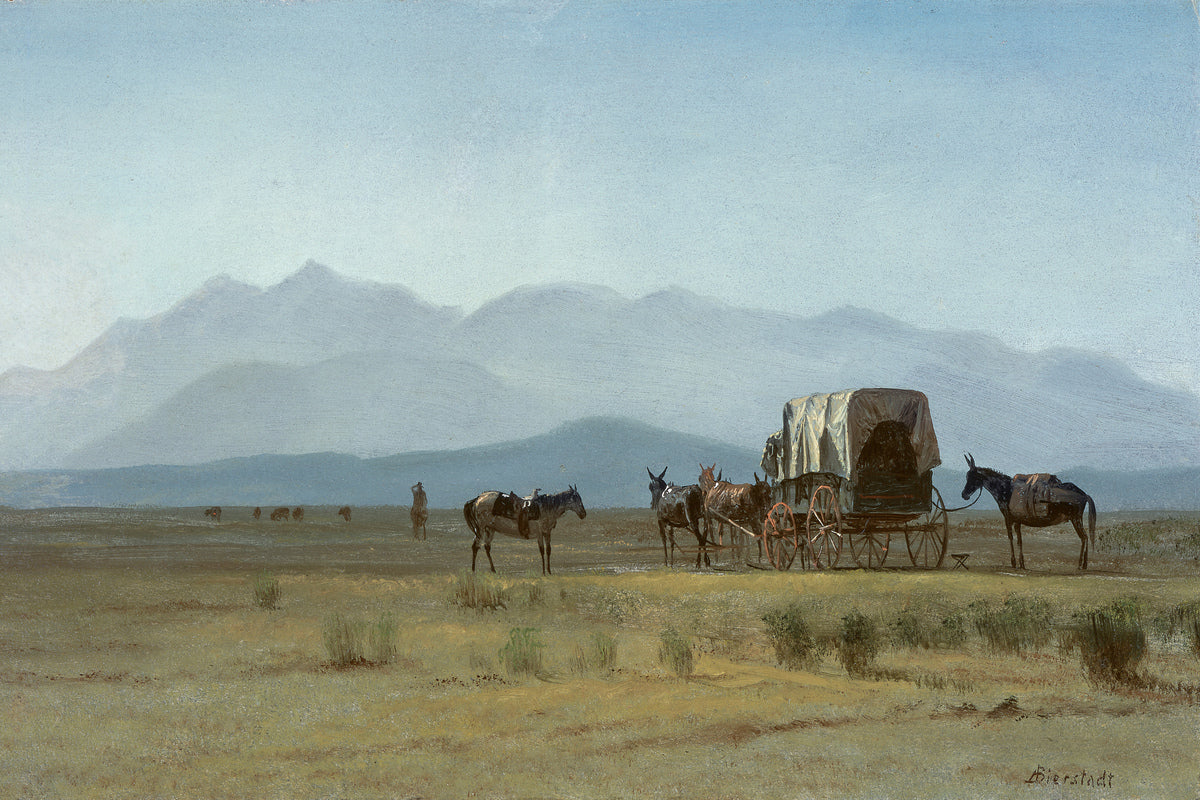 Albert Bierstadt Print, Surveyor’s Wagon in the Rockies as an unframed print
