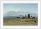 Albert Bierstadt Print, Surveyor’s Wagon in the Rockies in a white frame