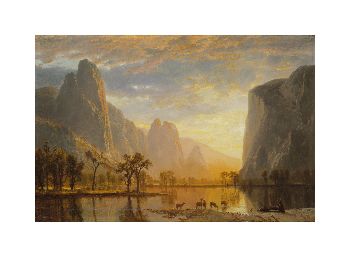 Albert Bierstadt Print, Valley of the Yosemite with a white border for rolled canvas