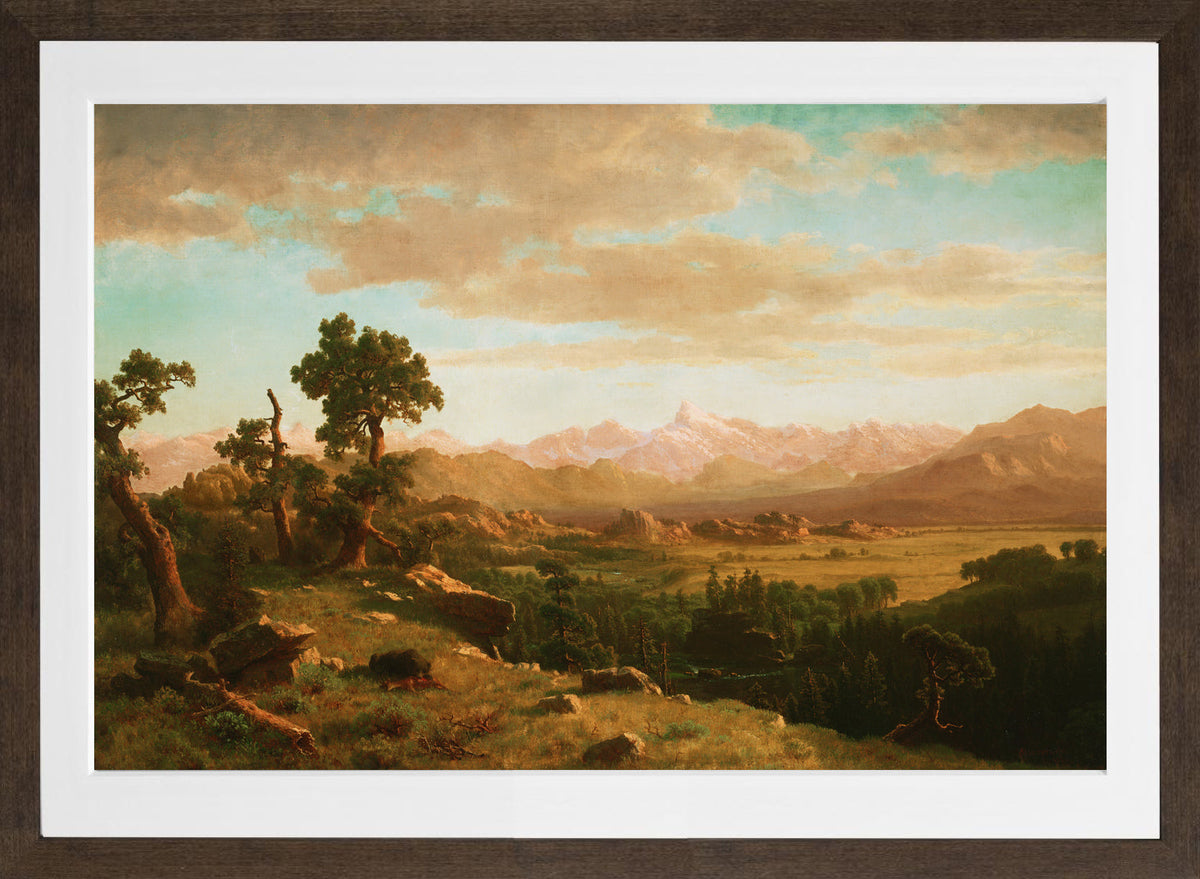 Albert Bierstadt Print, Wind River Country in a brown frame