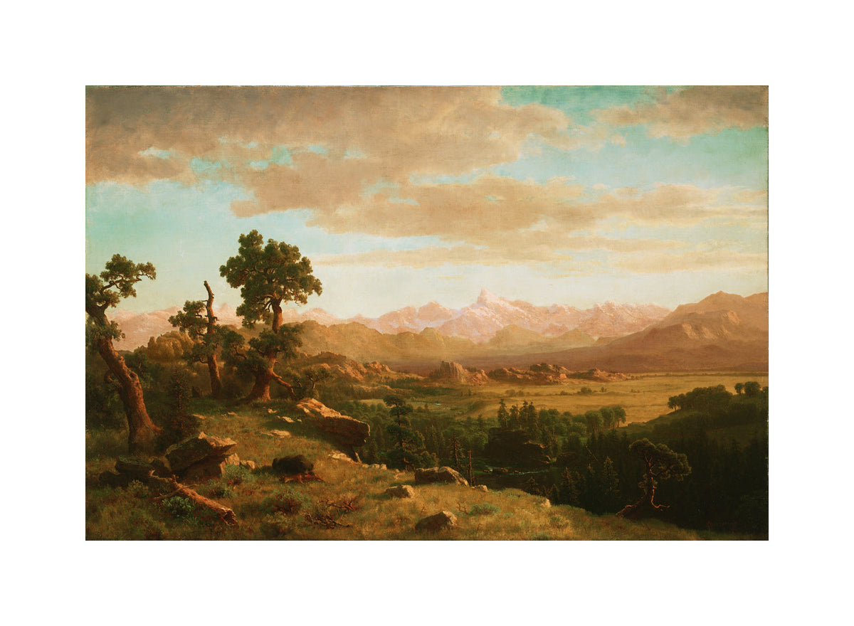 Albert Bierstadt Print, Wind River Country with a white border for rolled canvas