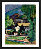 Bayerische Dorfhäuser unter Bäumen (c. 1911) by Alexander Kanoldt — black frame