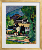 Bayerische Dorfhäuser unter Bäumen (c. 1911) by Alexander Kanoldt — gold frame