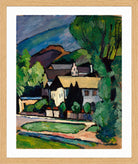 Bayerische Dorfhäuser unter Bäumen (c. 1911) by Alexander Kanoldt — oak frame