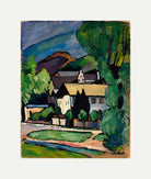 Bayerische Dorfhäuser unter Bäumen (c. 1911) by Alexander Kanoldt — rolled canvas