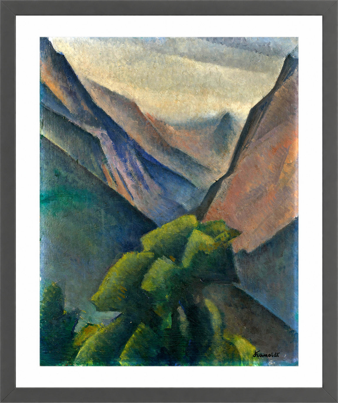 Gebirgsansicht (1930) by Alexander Kanoldt — dark grey frame