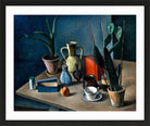 Grosses Stilleben mit Krügen und roter Teedose (1922) by Alexander Kanoldt — black frame