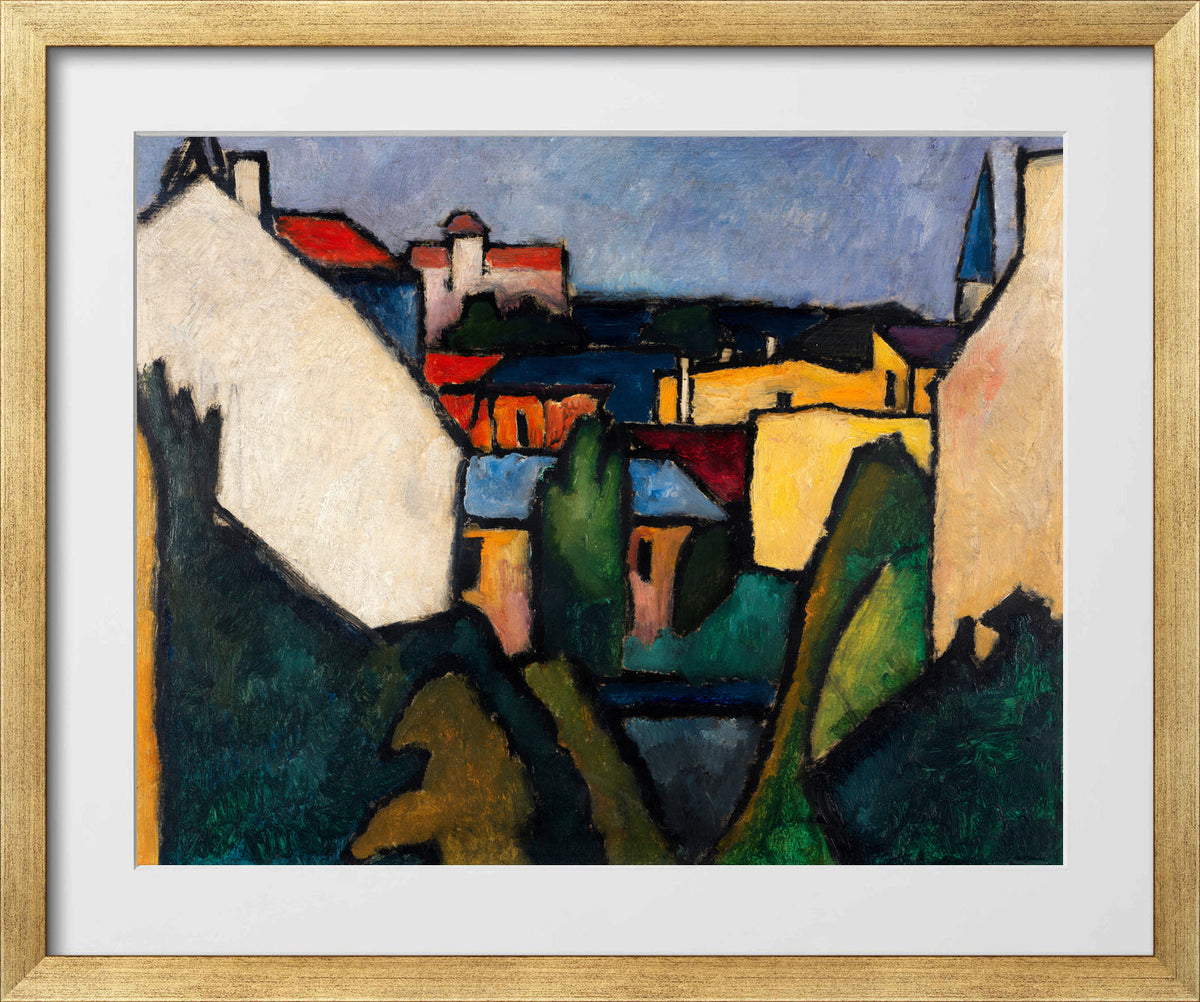 Häuser (1910) by Alexander Kanoldt — gold frame