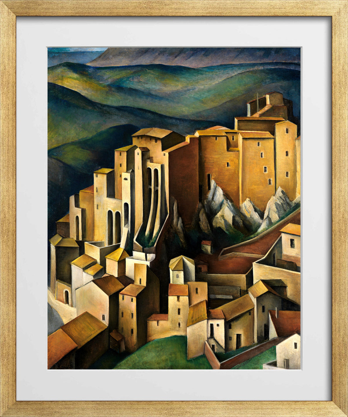 Olevano (1927) by Alexander Kanoldt — gold frame