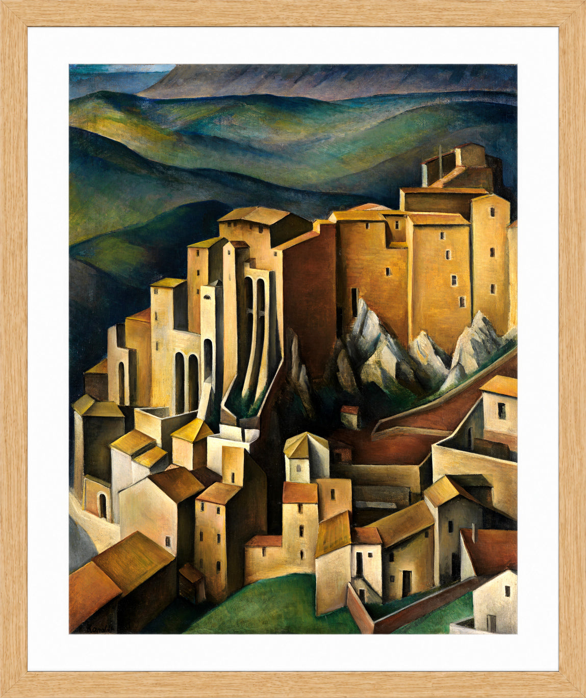 Olevano (1927) by Alexander Kanoldt — oak frame