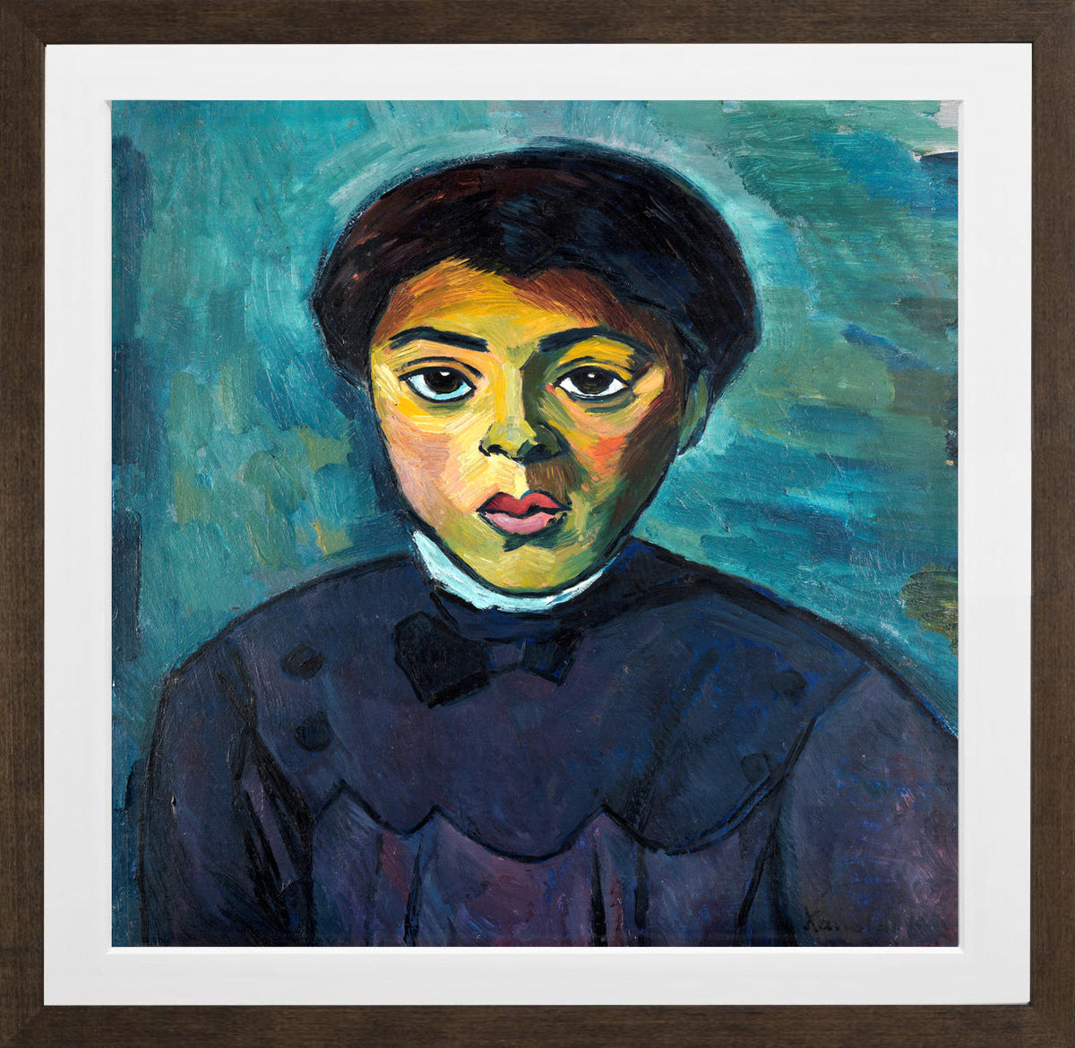 Portrait of a Girl (1911) by Alexander Kanoldt — brown frame