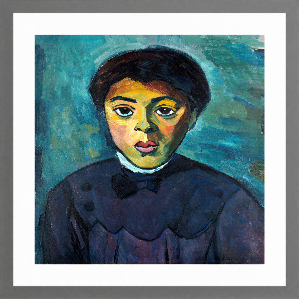 Portrait of a Girl (1911) by Alexander Kanoldt — light grey frame