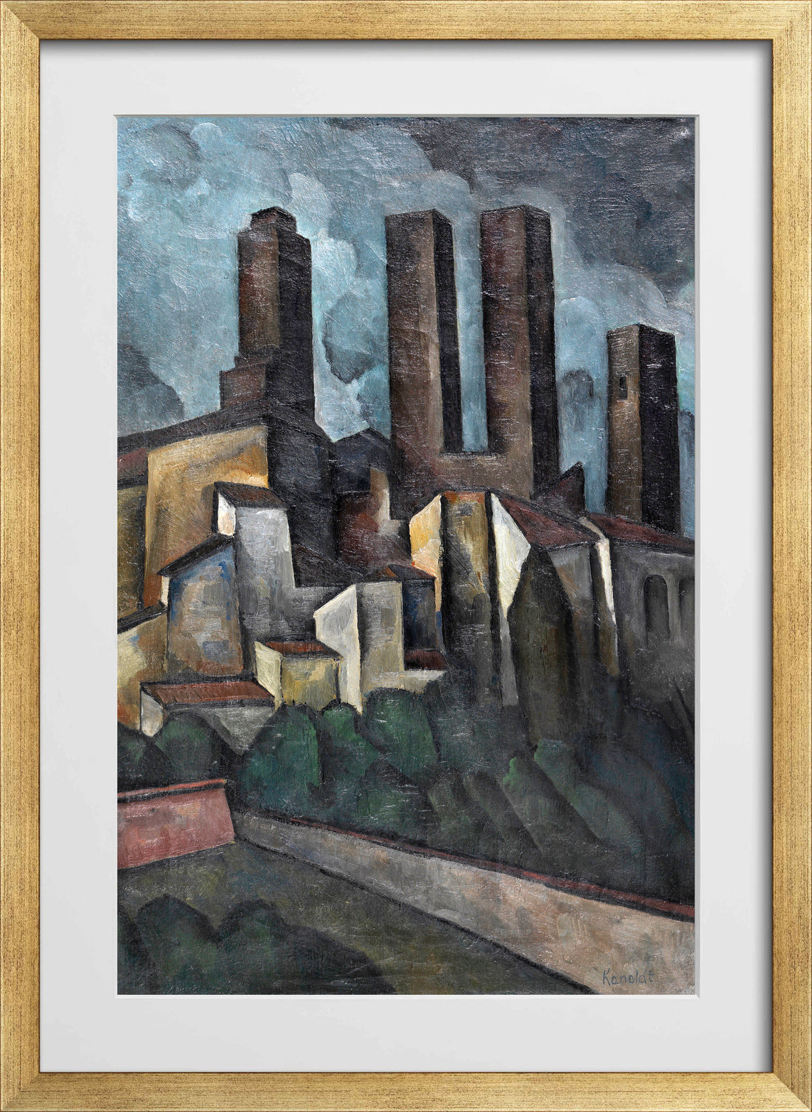 San Gimignano (1916) by Alexander Kanoldt — gold frame