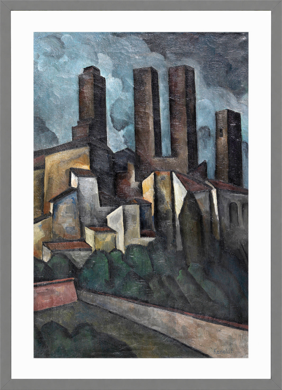 San Gimignano (1916) by Alexander Kanoldt — light grey frame