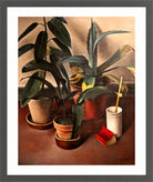 Still Life (1926) — Rubber Plant and Aloe by Alexander Kanoldt — dark grey frame