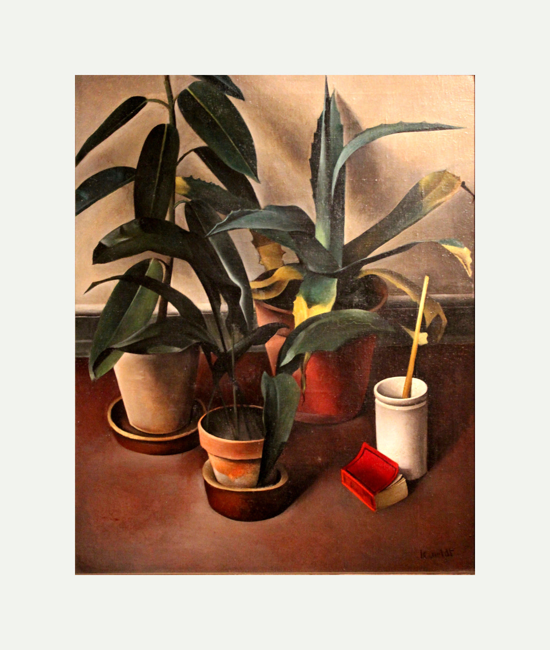 Still Life (1926) — Rubber Plant and Aloe by Alexander Kanoldt — rolled canvas