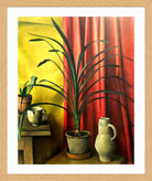 Still Life (1926) — Plant against Red Curtains by Alexander Kanoldt — oak frame