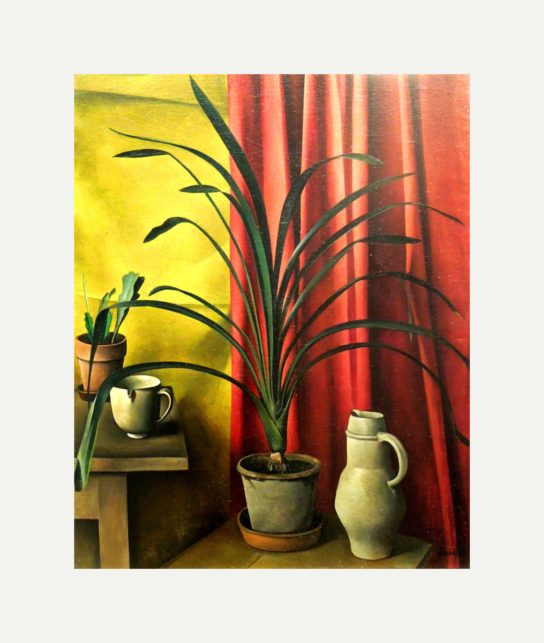 Still Life (1926) — Plant against Red Curtains by Alexander Kanoldt — rolled canvas