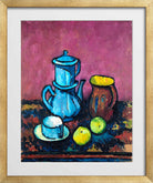 Still Life with Coffee Tableware and Apples (c. 1909–1910) by Alexander Kanoldt — gold frame