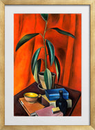 Still Life with Rubber Tree (1921) by Alexander Kanoldt — gold frame