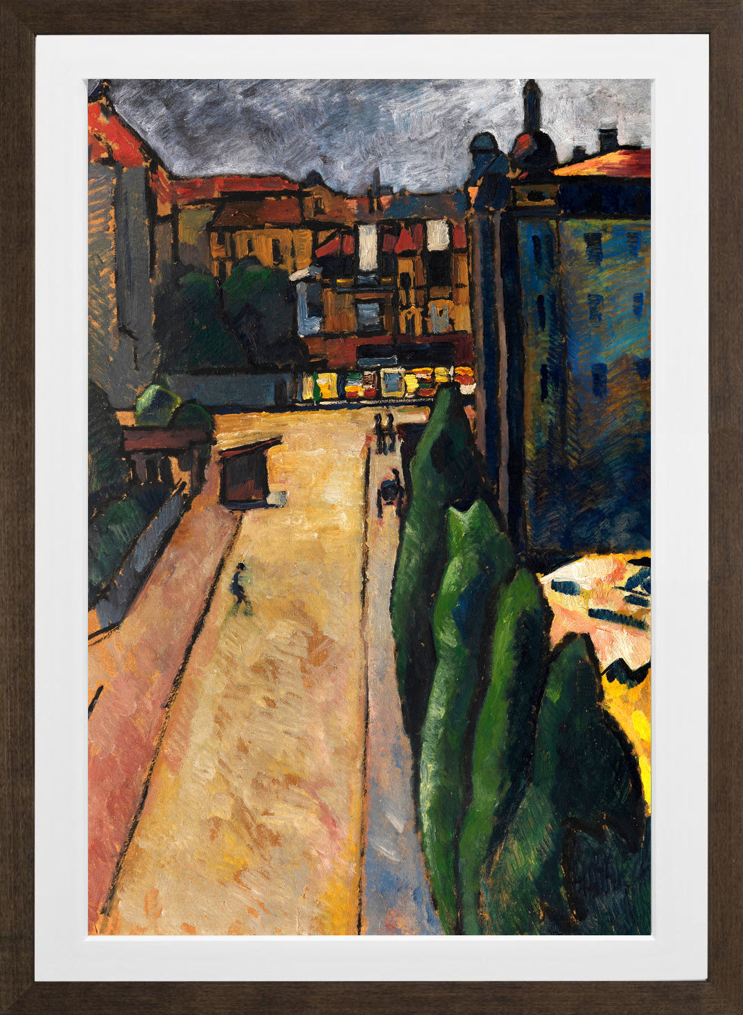 Straßenbild I (1913) by Alexander Kanoldt — brown frame