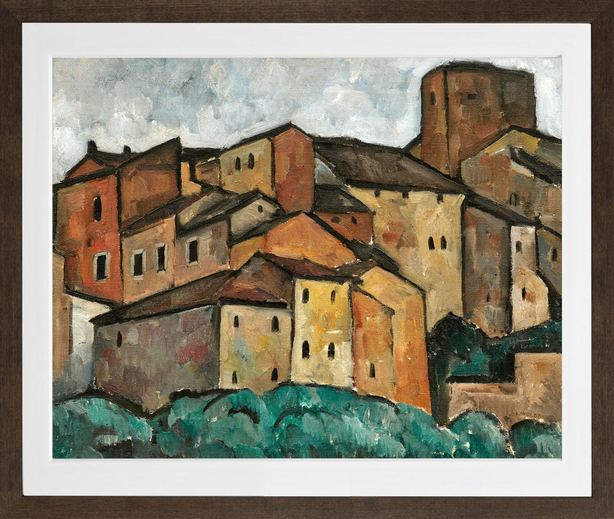 Studie San Gimignano (1913) by Alexander Kanoldt — brown frame