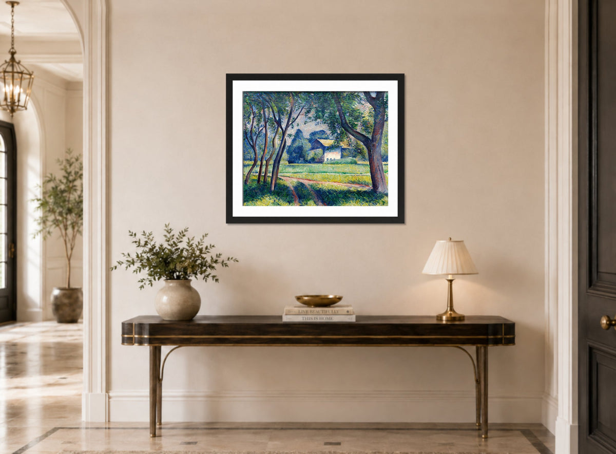 Wiesenlandschaft mit Gehöft (1921) by Alexander Kanoldt — hallway