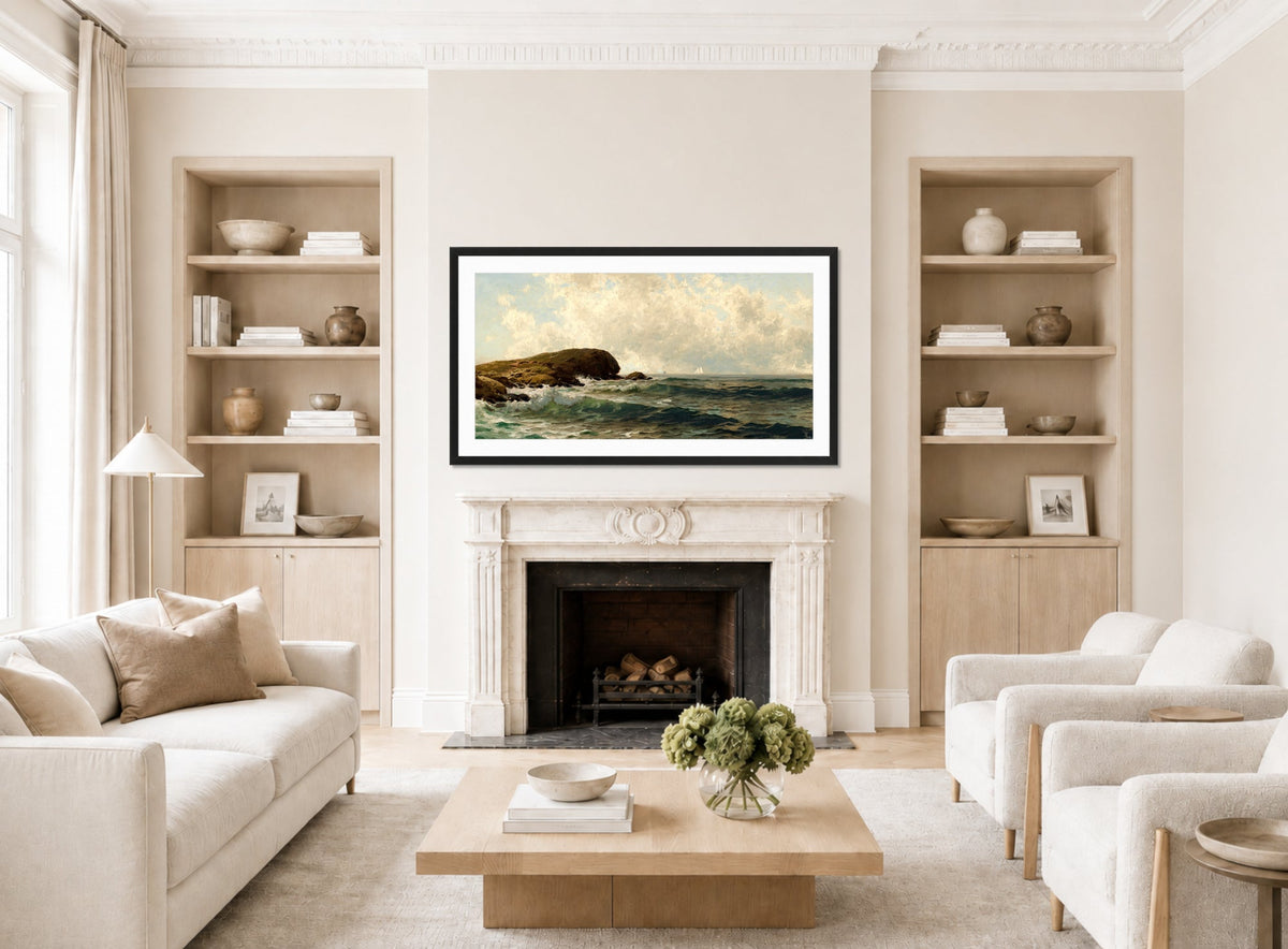 Alfred Thompson Bricher, Afternoon Surf — living room roomset