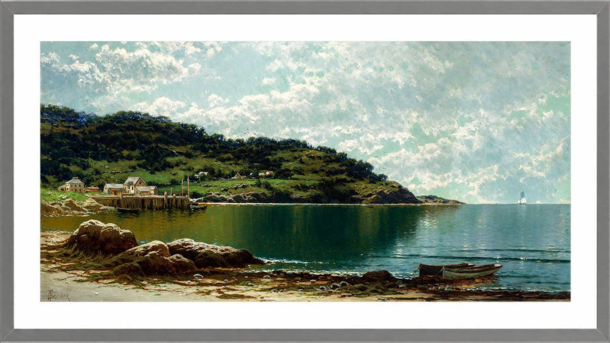 Alfred Thompson Bricher, Along the Maine Coast (1885) — light grey frame