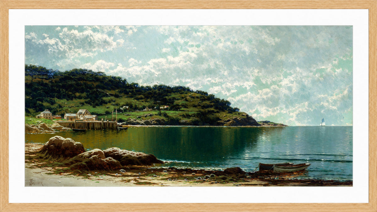 Alfred Thompson Bricher, Along the Maine Coast (1885) — oak frame