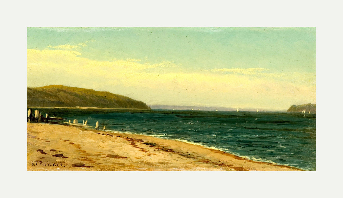 Alfred Thompson Bricher, Beach and Bay with Sailboats — rolled canvas