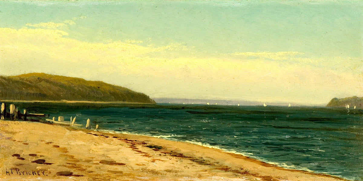Alfred Thompson Bricher, Beach and Bay with Sailboats — unframed