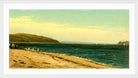 Alfred Thompson Bricher, Beach and Bay with Sailboats — white frame