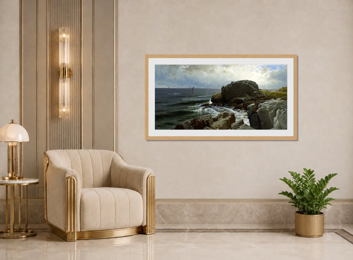 Alfred Thompson Bricher, Castle Rock, Marblehead (1878) — art deco roomset