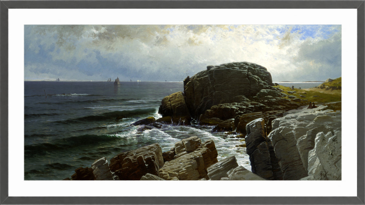 Alfred Thompson Bricher, Castle Rock, Marblehead (1878) — dark grey frame
